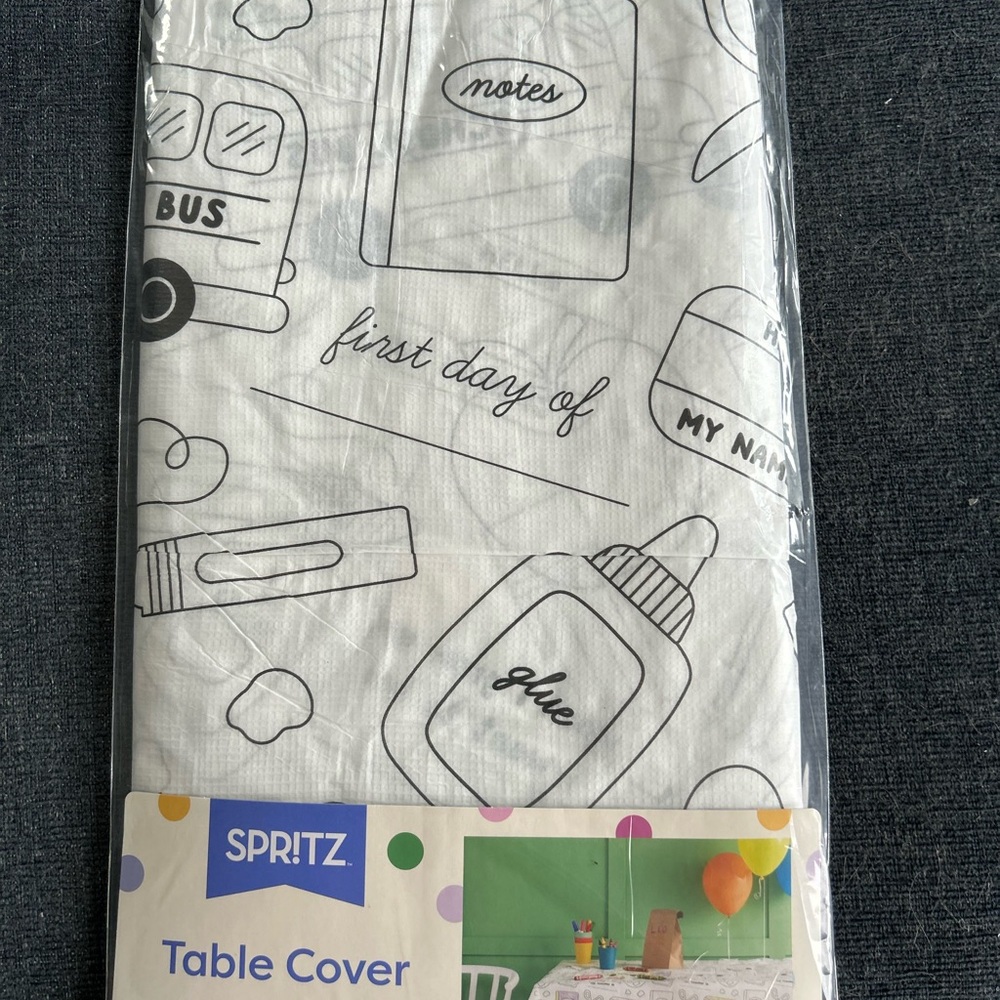 Spritz White and Black School-Themed Table Cover